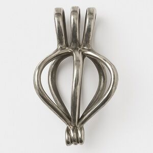 Silver Tone Pearl Cage Pendant